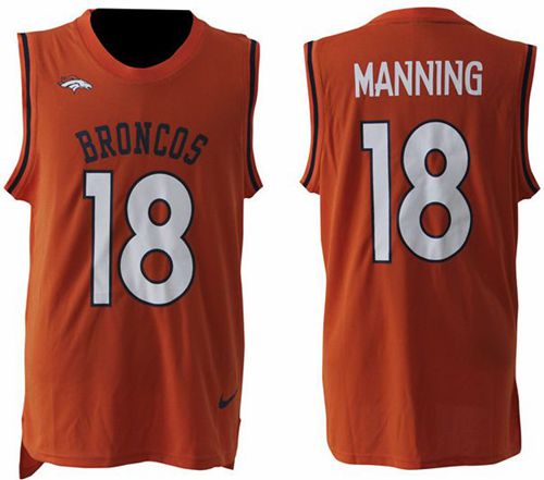Nike Broncos #18 Peyton Manning Orange Team Color Men's Stitched NFL Limited Tank Top Jersey - Click Image to Close
